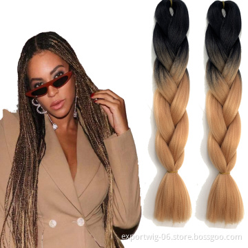 Ombre  Braiding Hair Ombre Jumbo Braiding Hair Extensions 24 Inch Jumbo Braid Synthetic Hair Pre stretch Expression Attachments
